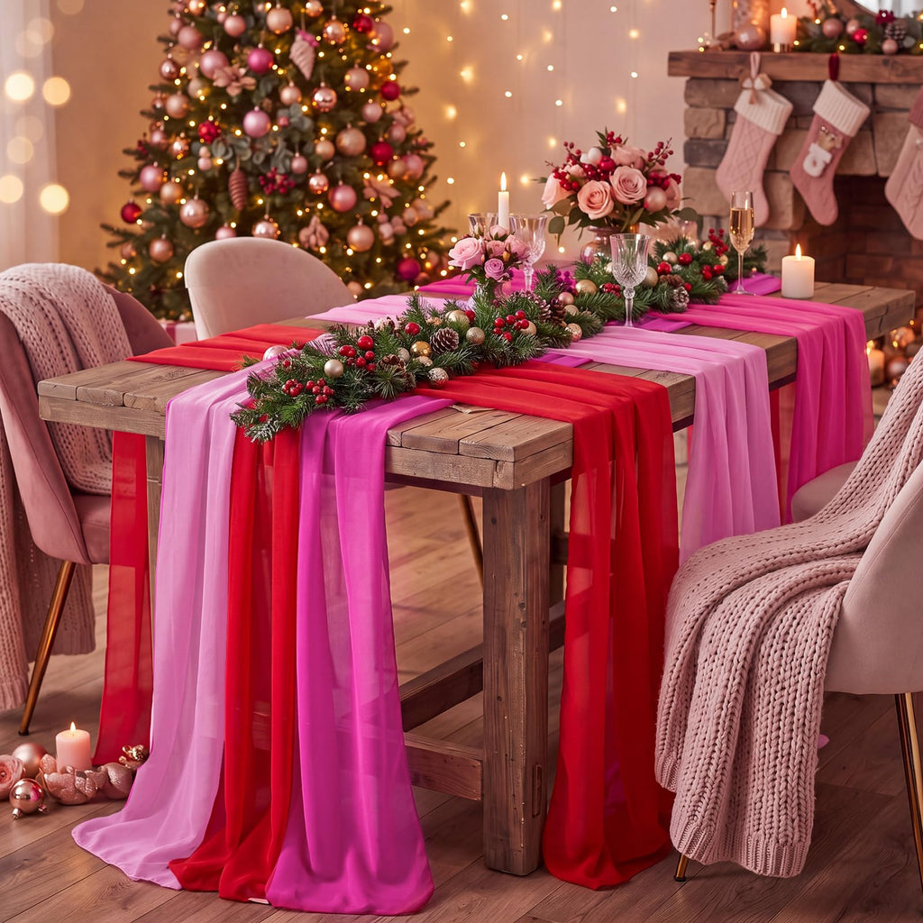 Boao 6 Pcs Fall Burnt Orange Party Decorations Chiffon Table Runners