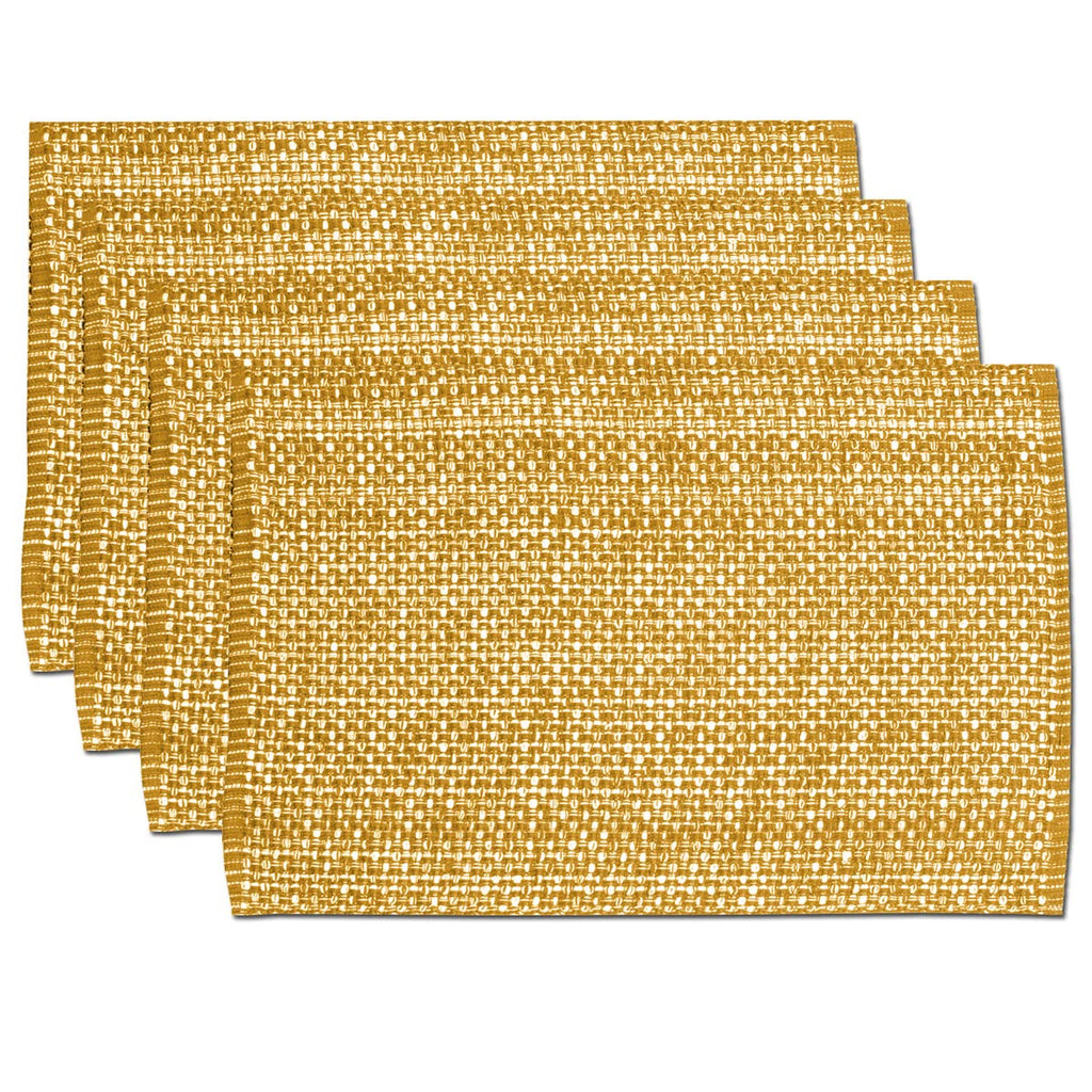 Sweet Home Collection 100% Cotton Placemats for Dining Room Rectangle Two Tone Woven Fabric 13" x 19" Soft Durable Table Mat Set, Set of 4, Eggshell