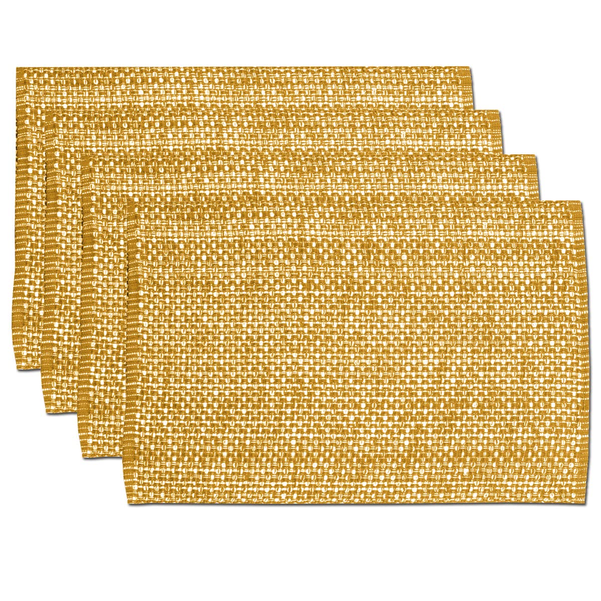 Sweet Home Collection 100% Cotton Placemats for Dining Room Rectangle Two Tone Woven Fabric 13" x 19" Soft Durable Table Mat Set, Set of 4, Eggshell