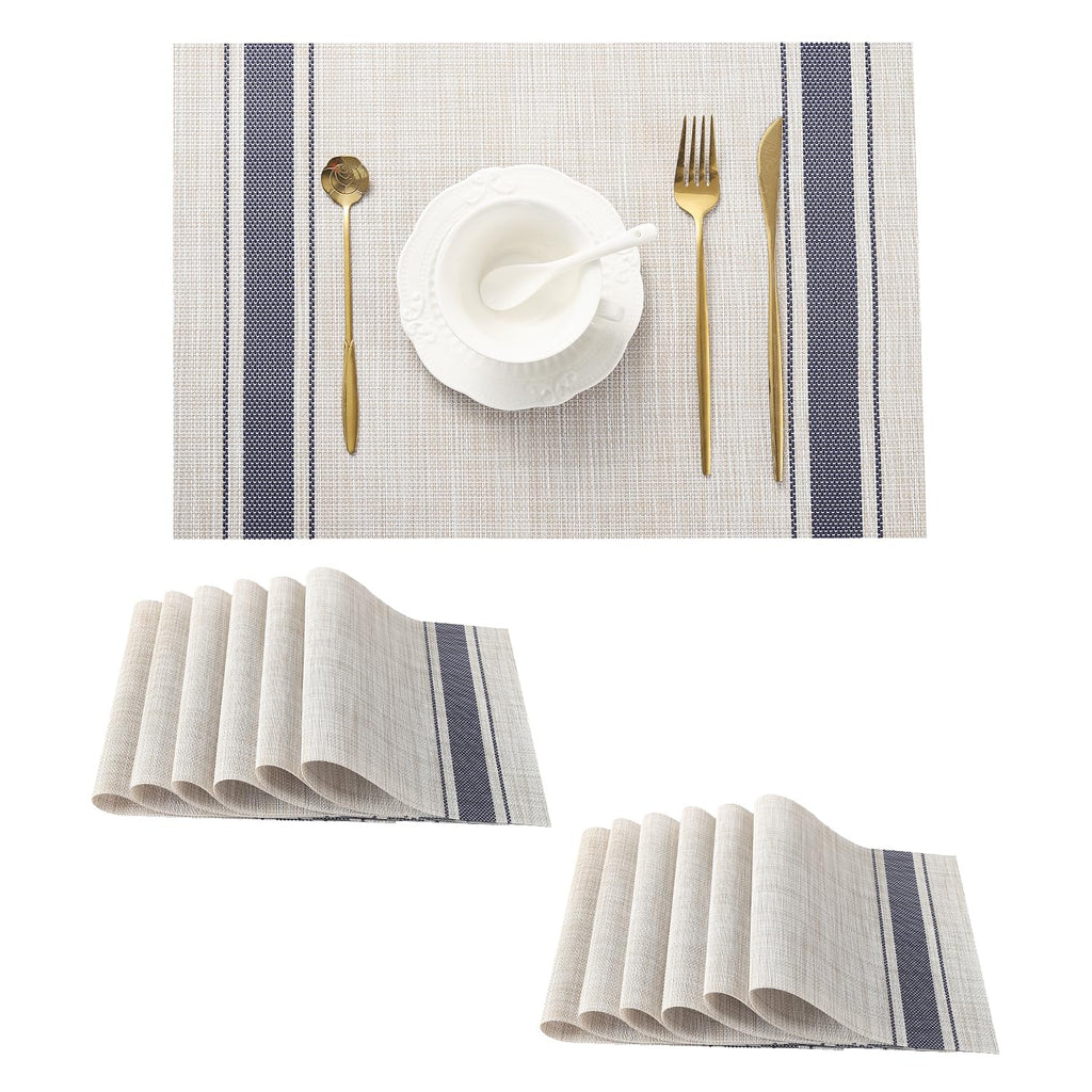 Leetaltree Light Brown Placemats Set of 8 - Heat Resistant Woven Vinyl