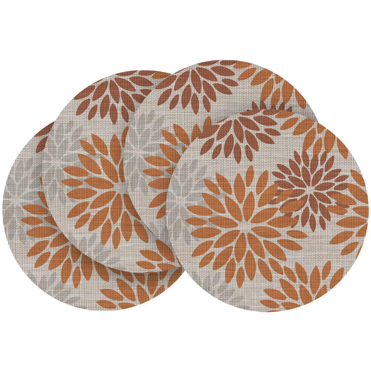 Artoid Mode Floral Vinyl Plistic Placemats Set of 6, Heat Resistant Washable Non-Slip PVC Place Mats for Party Kitchen Dining Decor, Blue Grey