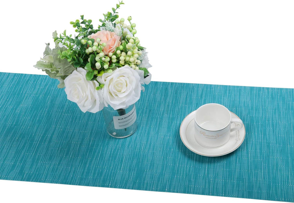 SHACOS Teal Blue Woven Placemats Set of 6 Place Mats for Dining Table
