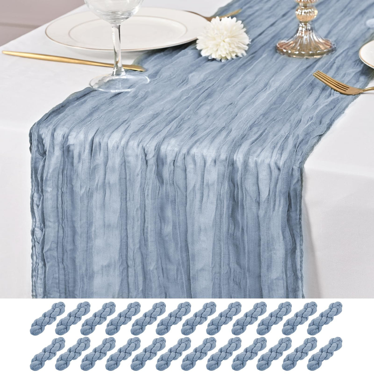 12 Pack Ivory Table Runner 10Ft Cheesecloth Table Runner Rustic Gauze Table Runners Romantic Long Cream Sheer Fabric Cheese Cloth Table Runners for Wedding Party Bridal Baby Shower