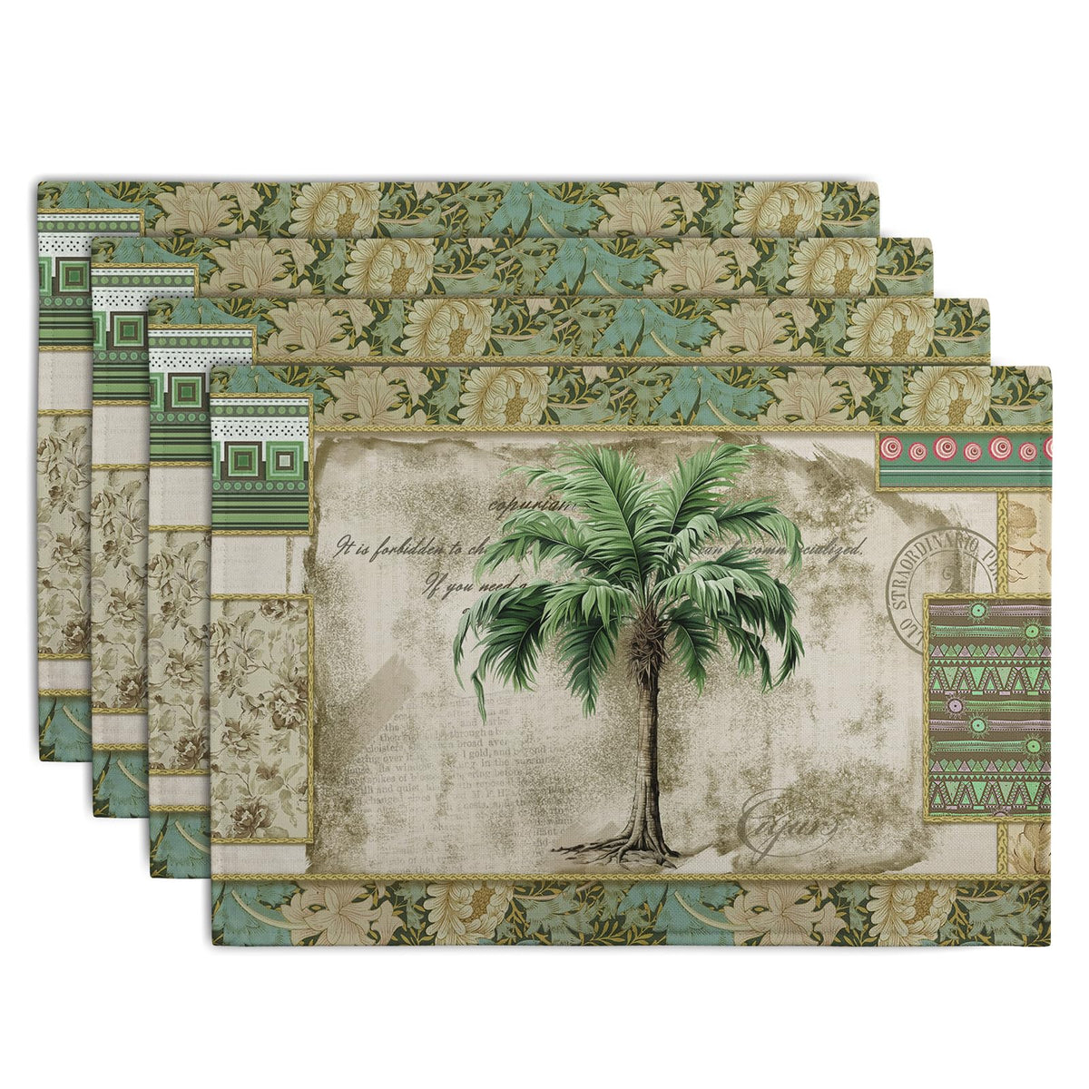 Rustic Daisy Placemats Set of 4 Vintage Flower Vases Wood Grain Linen Table Mats 12x18 Inch Summer Floral Wooden Board Farmhouse Washable Place Mat for Party Kitchen Dining Outdoor Indoor Decor