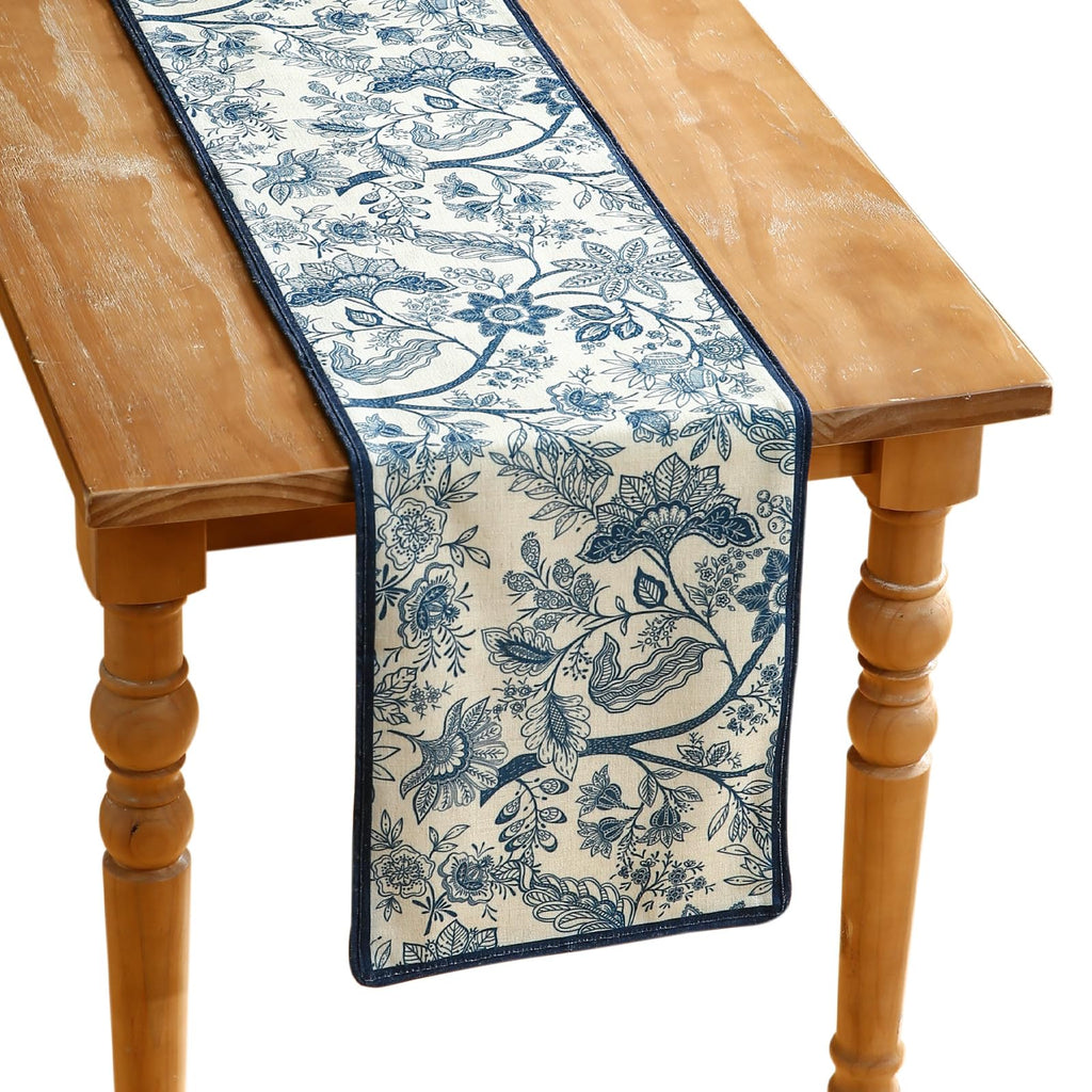 ISAENNE Designer French Linen Table Runner,71"x12"-Cornucopia