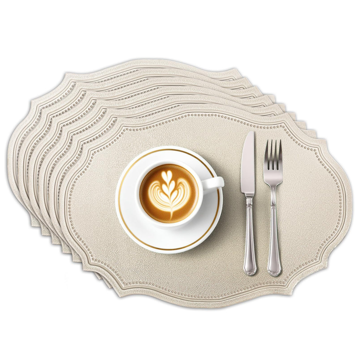 Durable Table Placemats Set of 6,Waterproof Non-Slip Heat Resistant Table Mats,Dual-Sided Faux Leather Place Mats for Dining Party Outdoor.