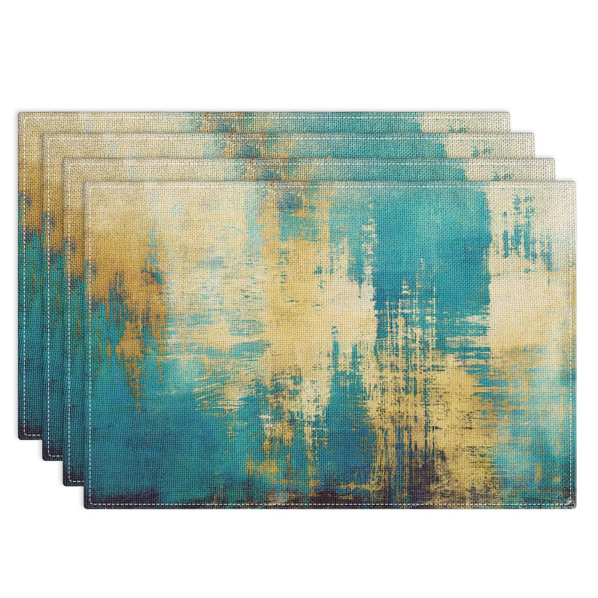 Emvency Farmhouse Placemats Set of 4, 12x18 Inch, Abstract Blue Grey