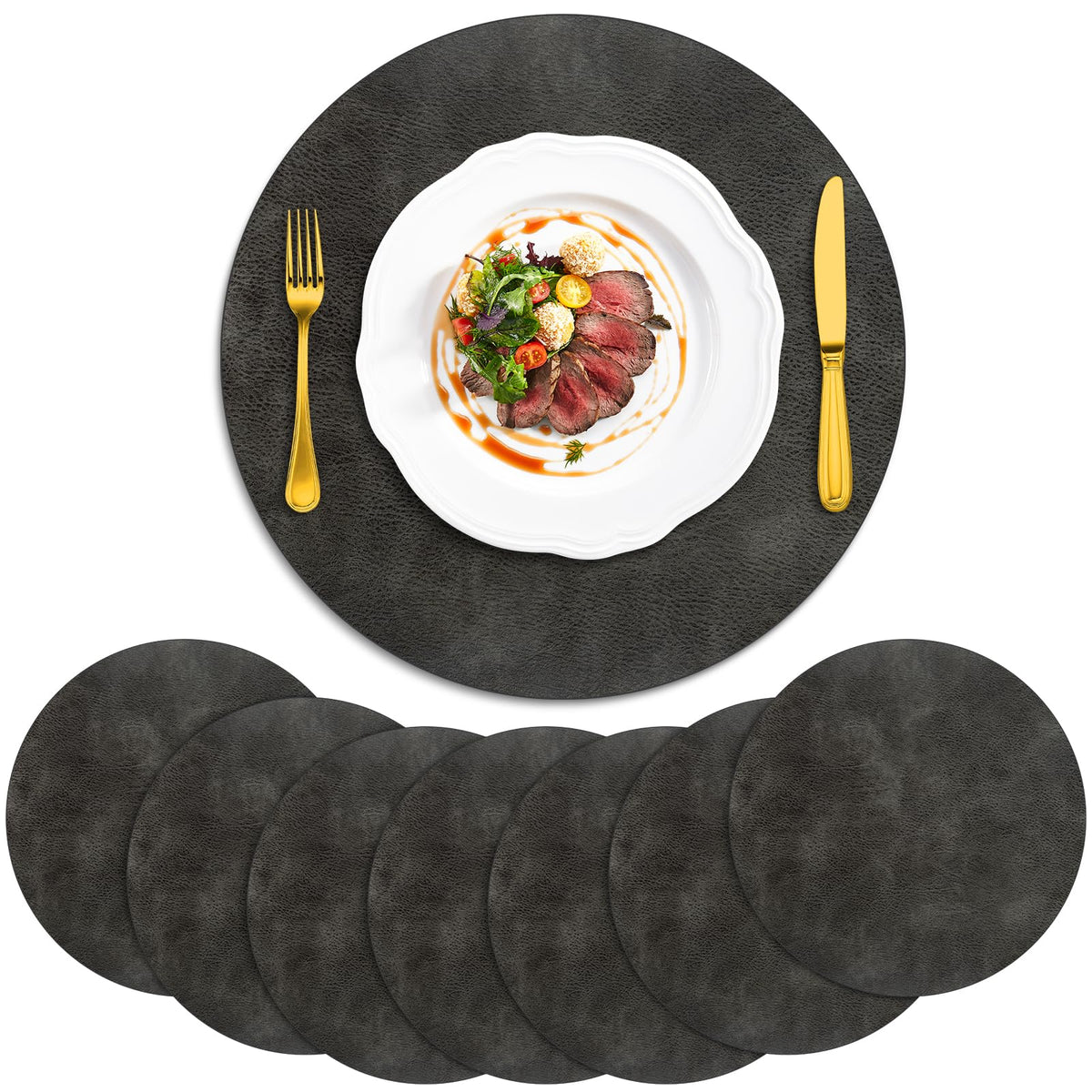 ADRIMER Placemats, Heat Resistant Oval Place Mats Set of 4 Easy to Clean