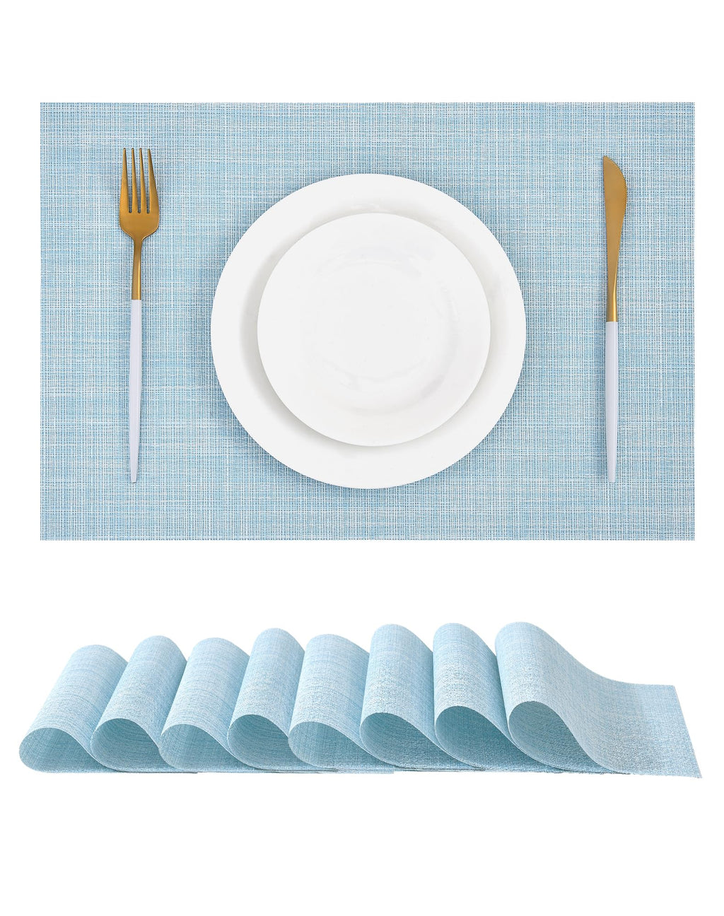 Leetaltree Light Brown Placemats Set of 8 - Heat Resistant Woven Vinyl