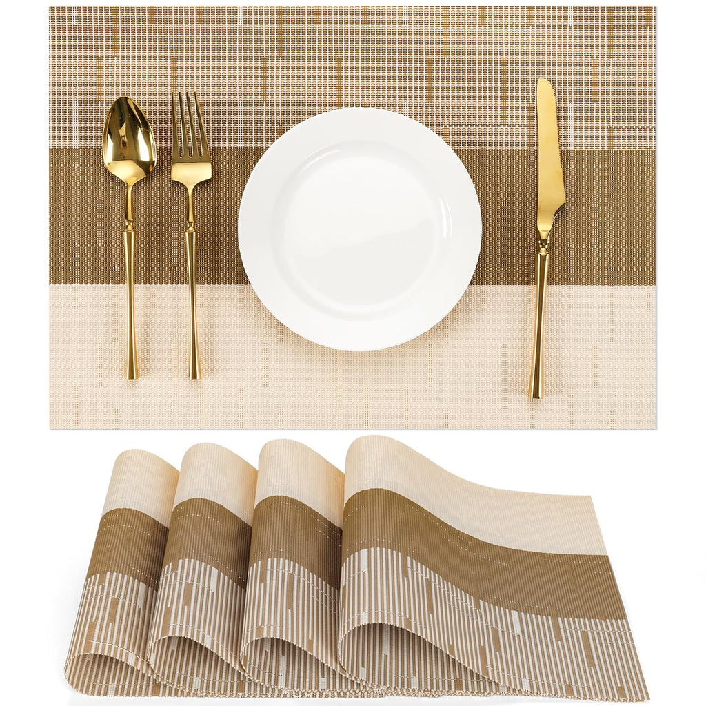 Placemats Set of 8, Vinyl Woven Heat-Resistant Place Mats