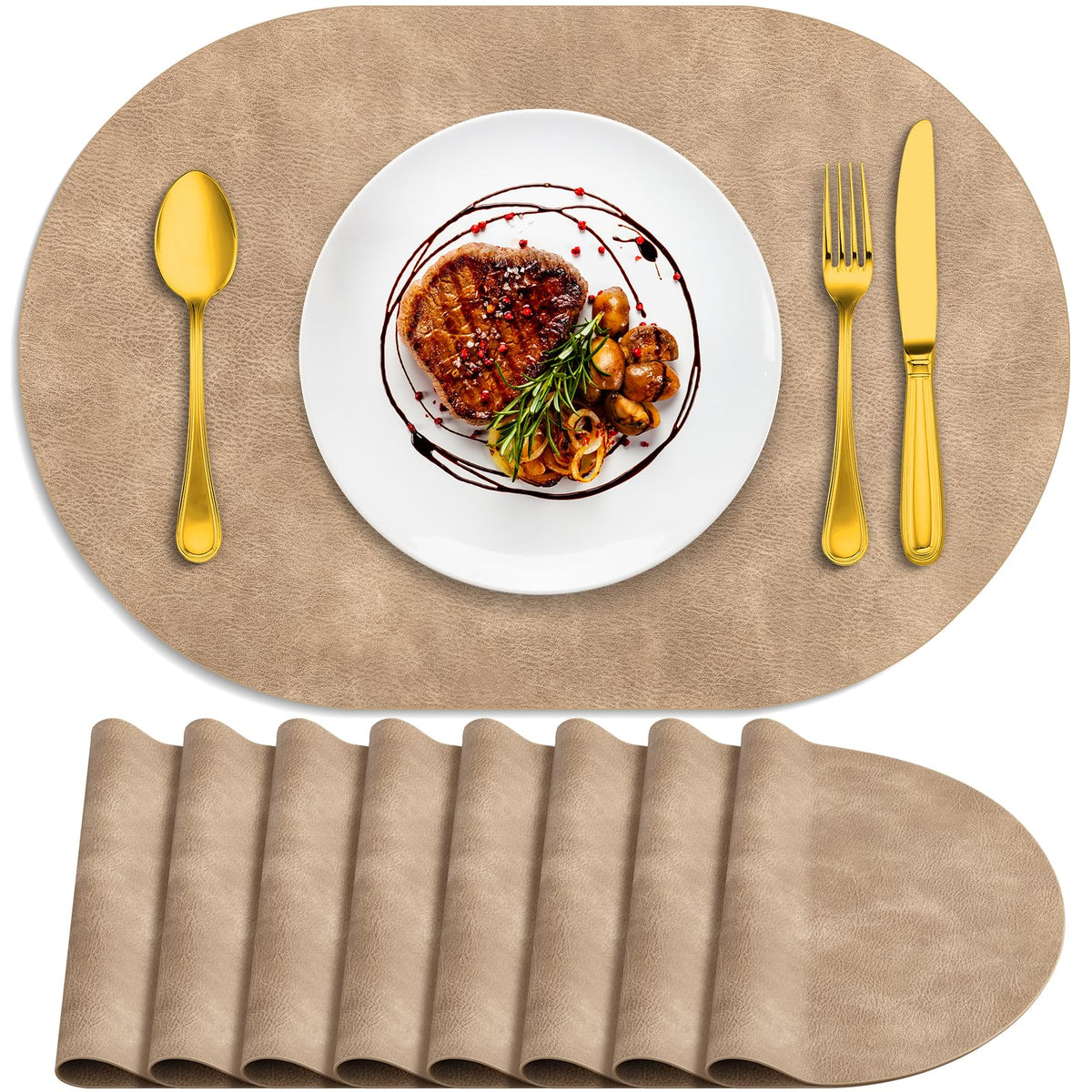 ADRIMER Placemats, Heat Resistant Oval Place Mats Set of 4 Easy to Clean