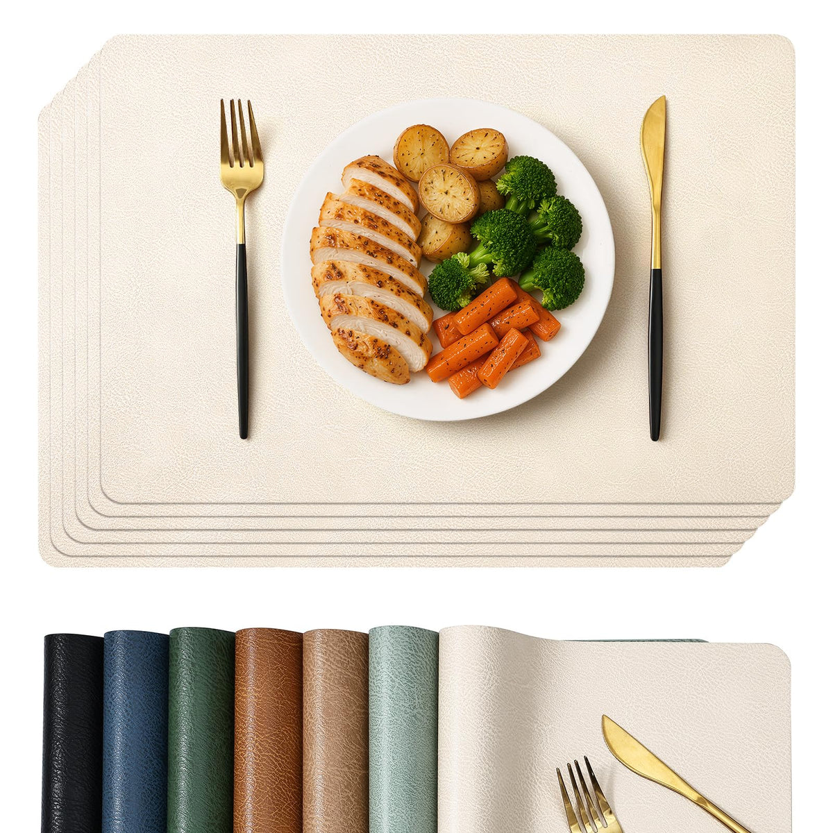 Homaxy Vinyl Heat Resistant Placemats Set of 6, Reddish Brown