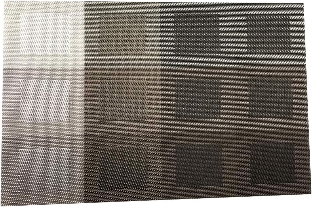 Set of 6 Placemats for Dinning Table, Luxury PVC Woven Vinyl Table Mats,Washable and Heat Insulation Kitchen Place Mats (6 pcs, Grey)