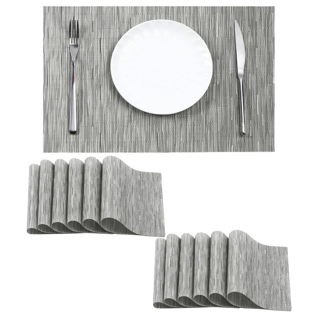 Leetaltree Beige Placemats Set of 4 - Heat-Resistant, Non-Slip Table Mats, Washable Woven Vinyl for Indoor & Outdoor Dining