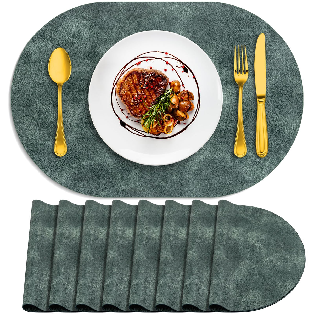 ADRIMER Placemats, Heat Resistant Oval Place Mats Set of 4 Easy to Clean