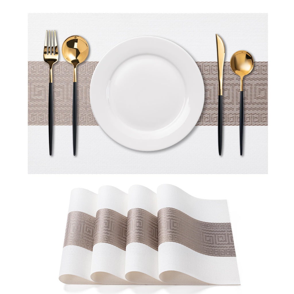 Placemats Set of 4 Washable Indoor(Beige)
