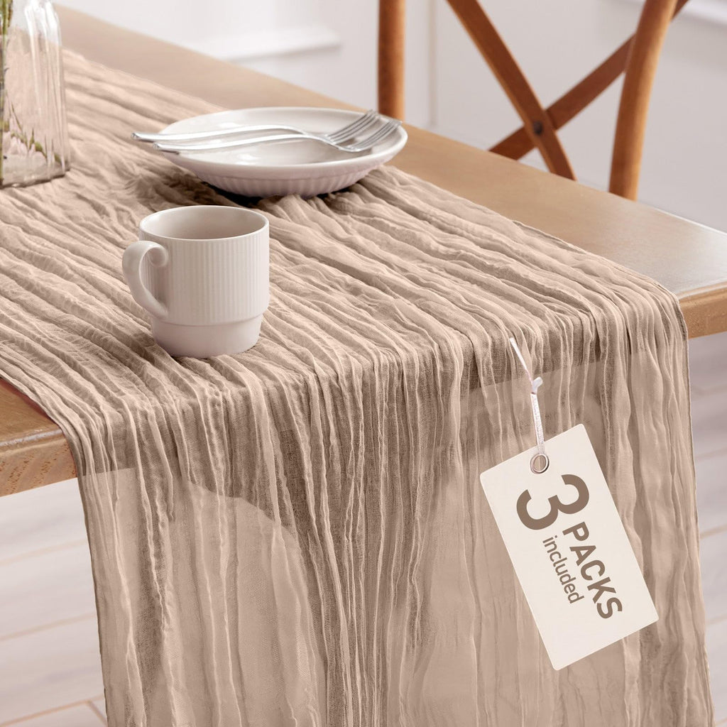 Pureegg 2 Pack Cheesecloth Table Runner 120 Inch Dusty Blue