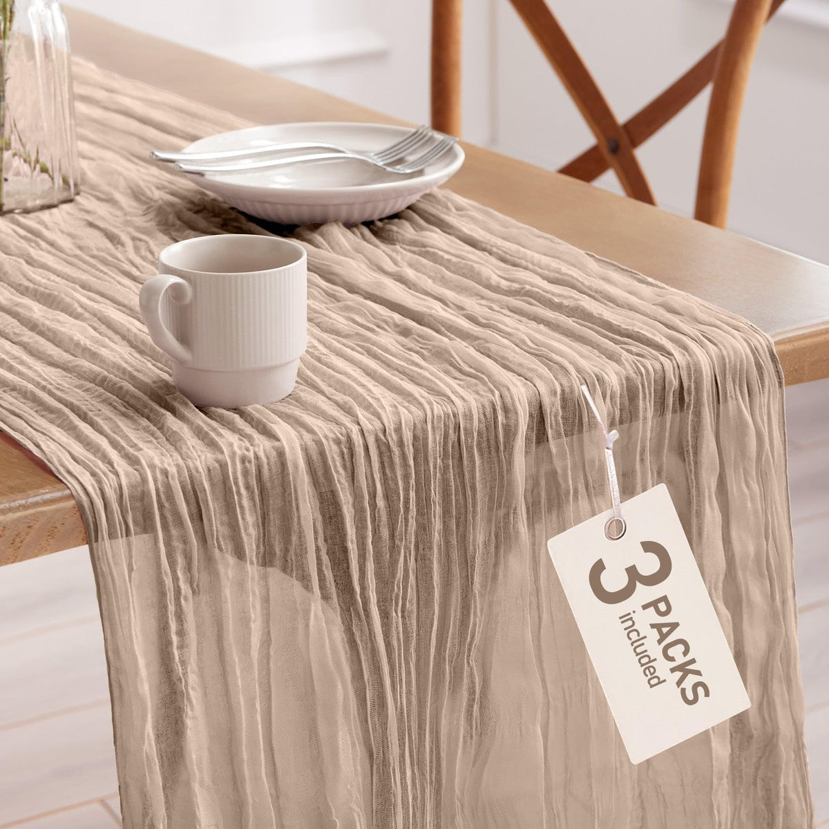 Pureegg 2 Pack Cheesecloth Table Runner 120 Inch Dusty Blue