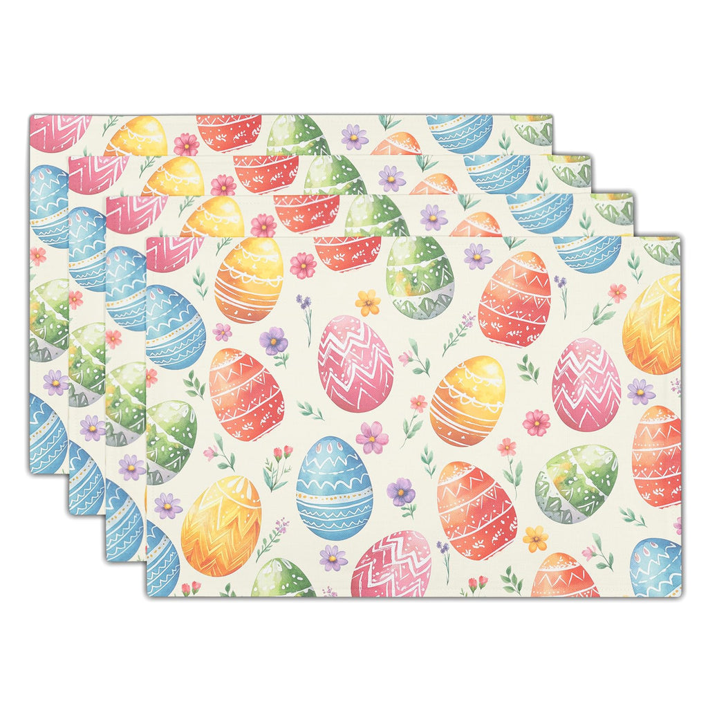 Kawani Blue White Floral Placemats Set of 4 Spring Summer Flower Branches Place Mats 12x18 Inch Chinoiserie Table Mats for Home Kitchen Party Decor