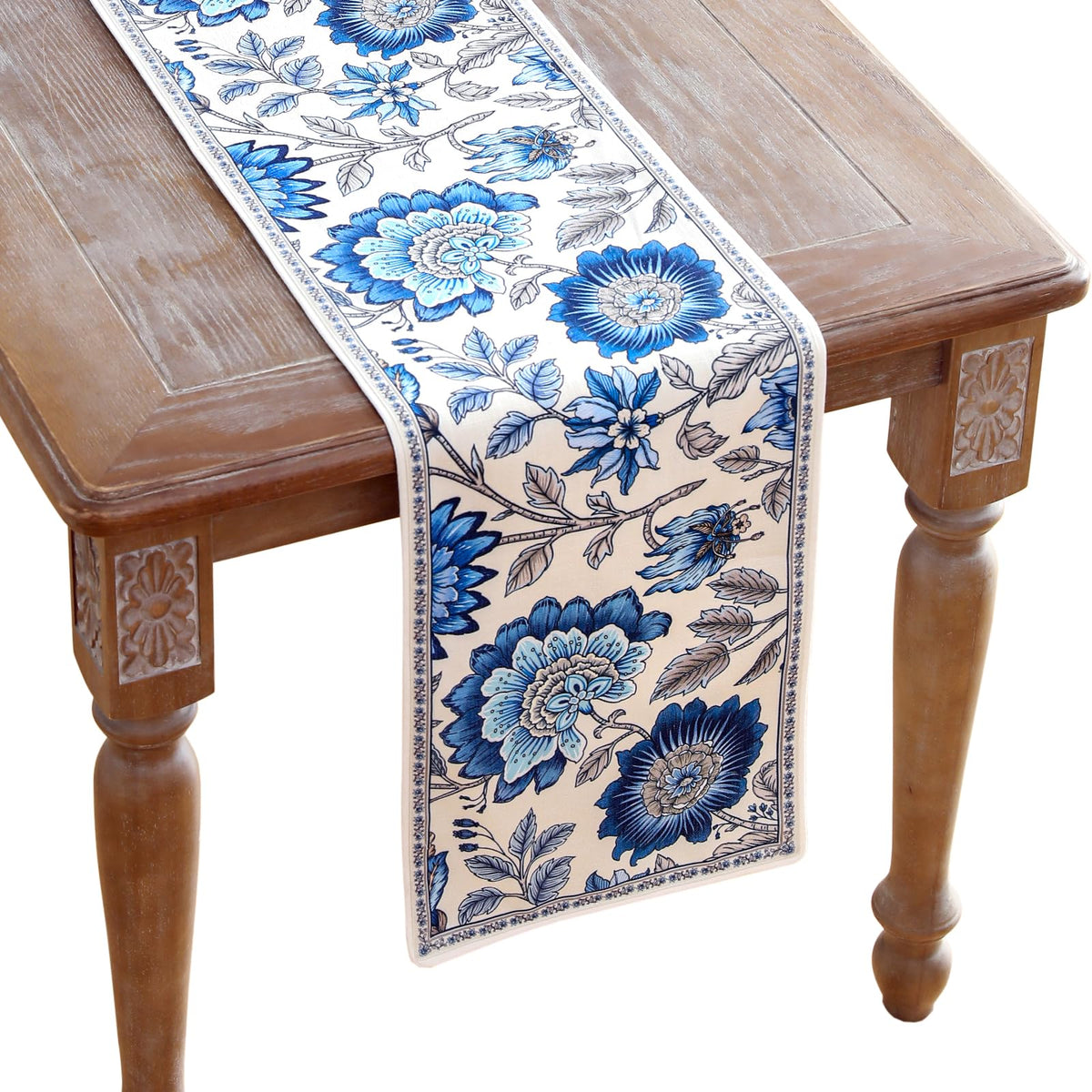 ISAENNE Designer French Linen Table Runner,71"x12"-Cornucopia