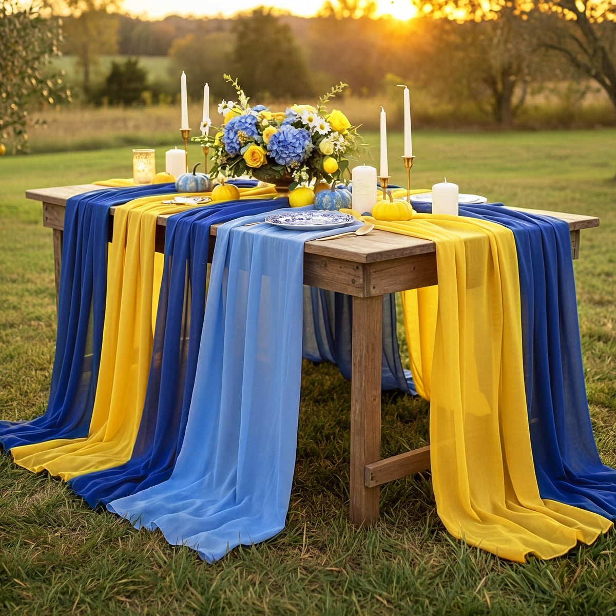 Boao 6 Pcs Fall Burnt Orange Party Decorations Chiffon Table Runners