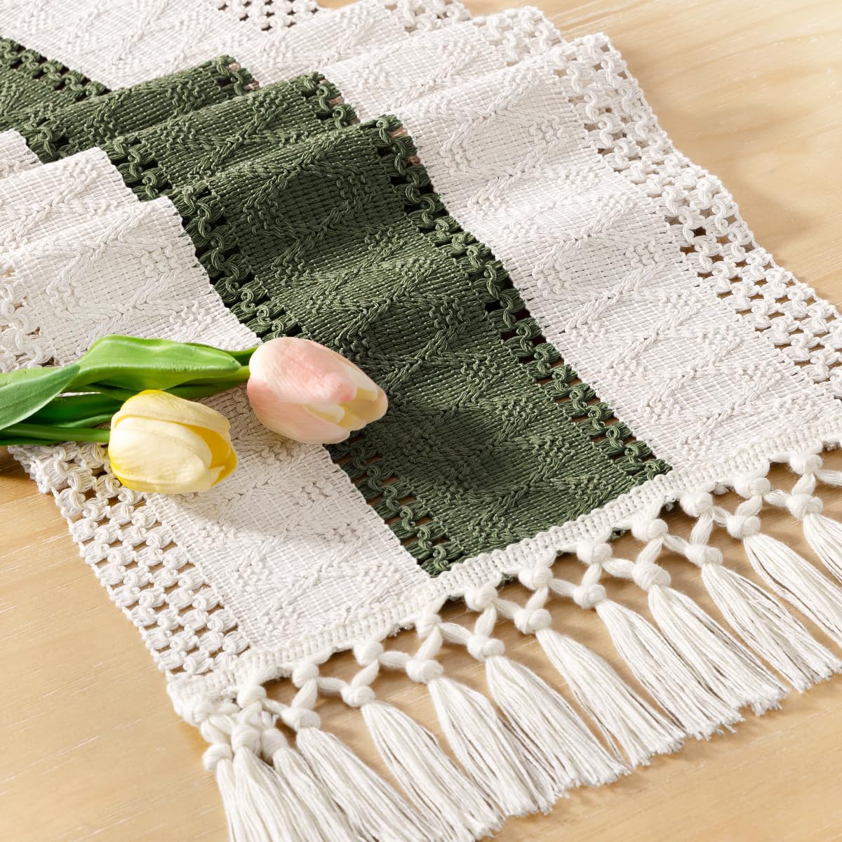 Boho Table Runner Fall Farmhouse Burlap Dining Dresser Scarf Home Decor