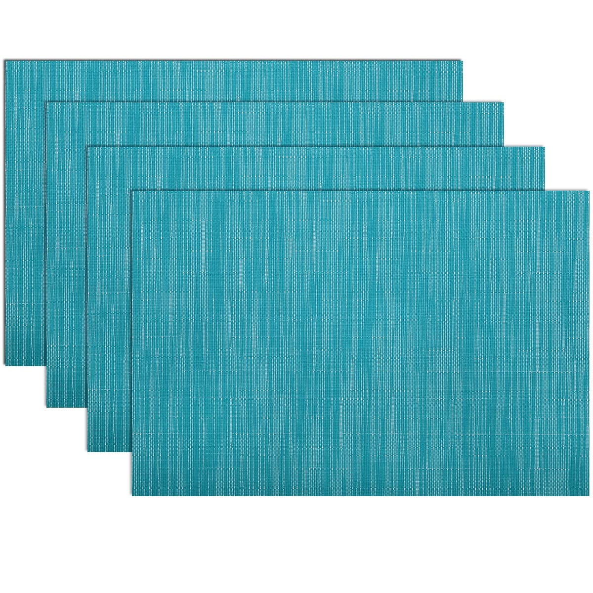 SHACOS Teal Blue Woven Placemats Set of 6 Place Mats for Dining Table
