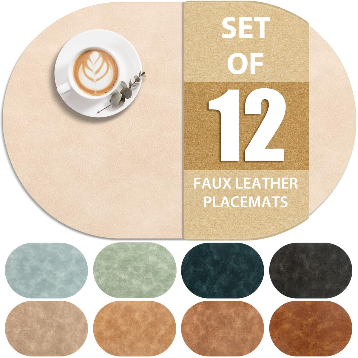 ADRIMER Placemats, Heat Resistant Oval Place Mats Set of 4 Easy to Clean