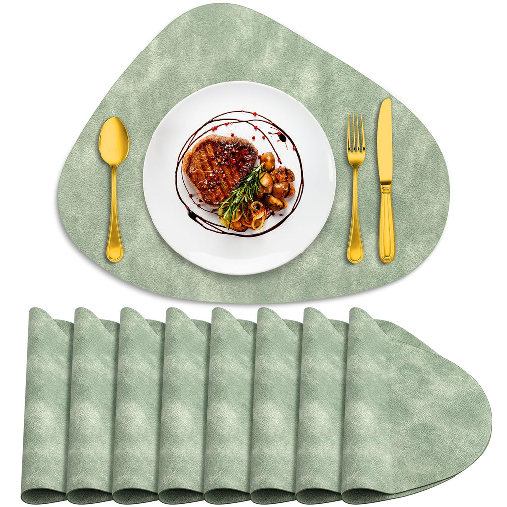 ADRIMER Placemats, Heat Resistant Round Placemats Set of 4 Washable 13 x 17 Inch, Waterproof Table Mats for Kitchen, Dining Room Table Christmas Decor, Turmeric Brown+Camel+Green+Blue