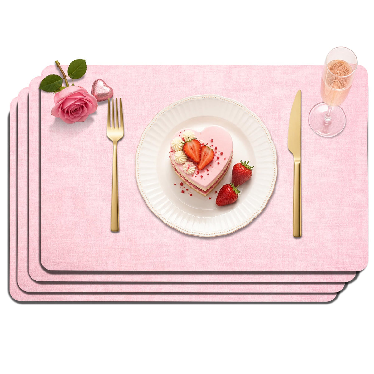 Maxpearl Faux Leather Placemats Set of 6, Easy to Clean, Beige