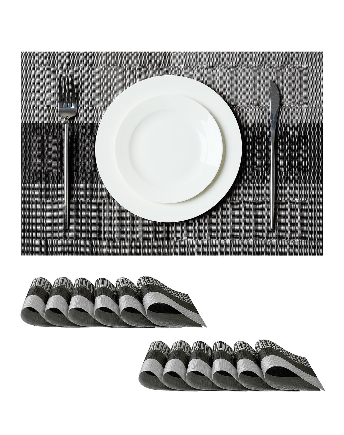 Leetaltree Bean Green Woven Placemats Set of 8 - Heat Resistant Non-Slip Place Mats for Dining Table, Washable Durable PVC Table Mats(Bean Green, 8)