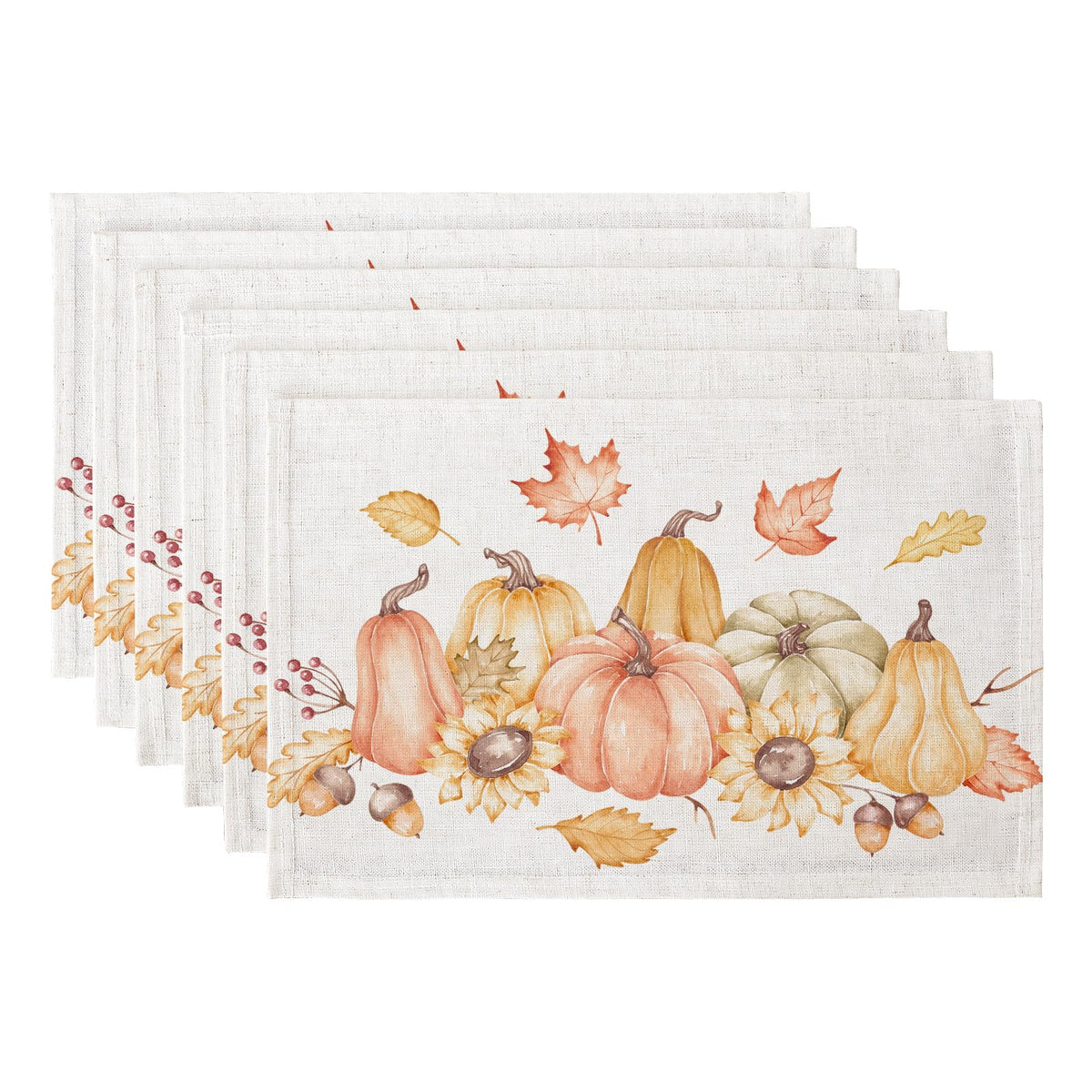 QIYI Boho Table Placemats Set of 4, 12"x18" Linen Place Mats, Wildflowers