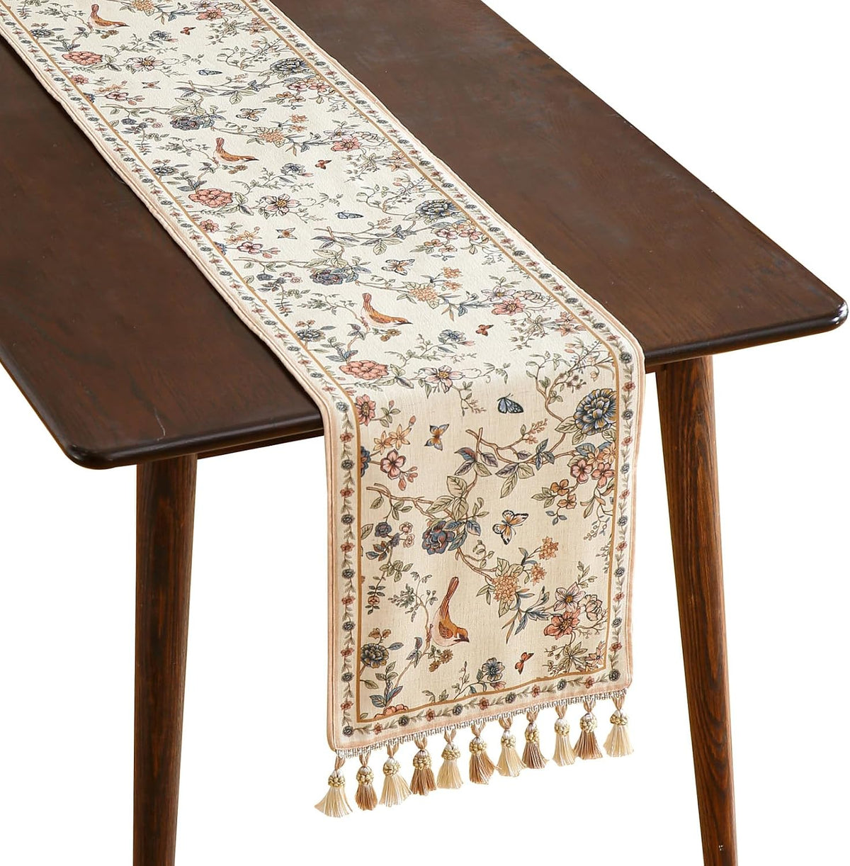 ISAENNE Designer French Linen Table Runner,71"x12"-Cornucopia