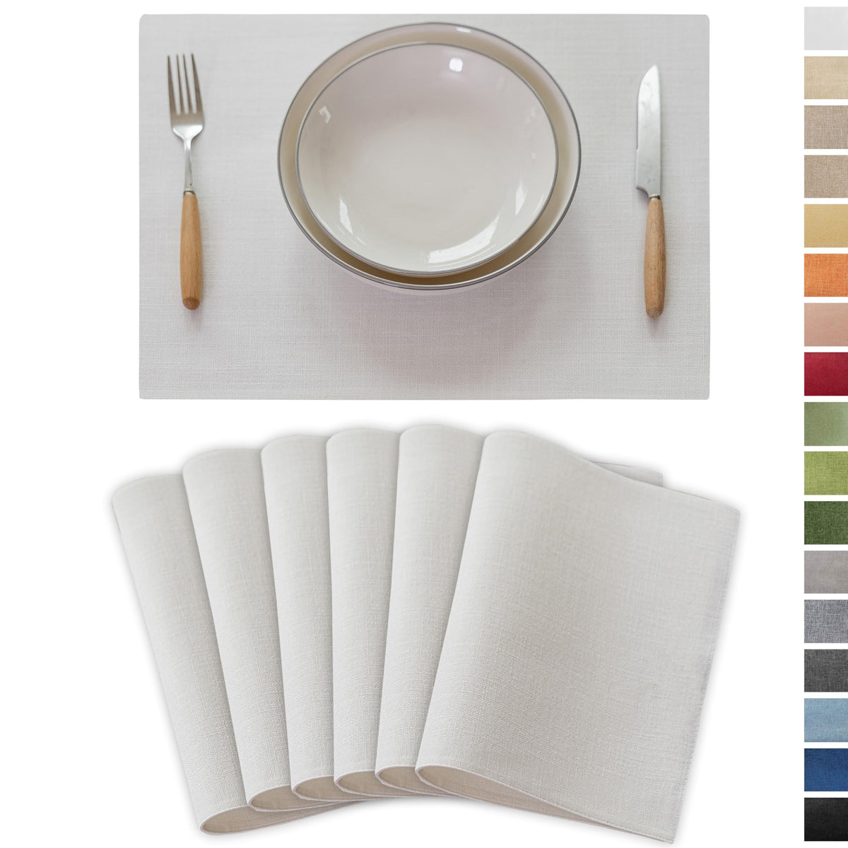 Demetex Cloth Placemats Green Set of 4 Vintage Textured Linen Place Mats Heat Resistant Plate Placemat for Kitchen Dinning Table, Green