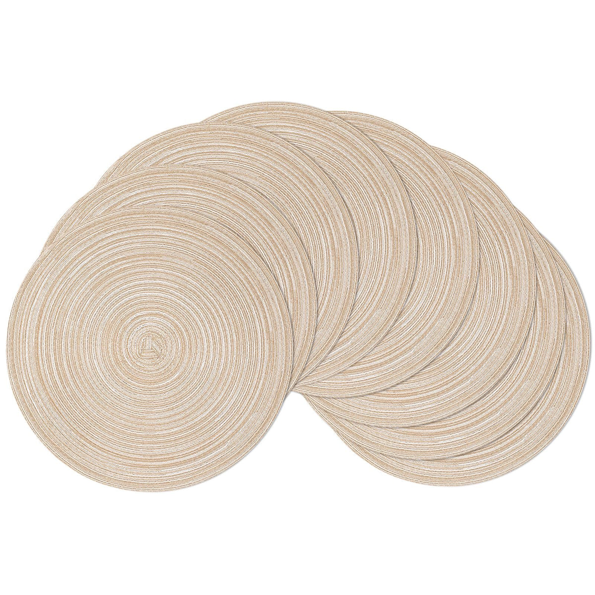 SHACOS Round Braided Placemats Set of 4 Dining Table Placemats 15 inch Circle Place Mats Easy to Clean Table Mats Indoor Outdoor, Blue Gray
