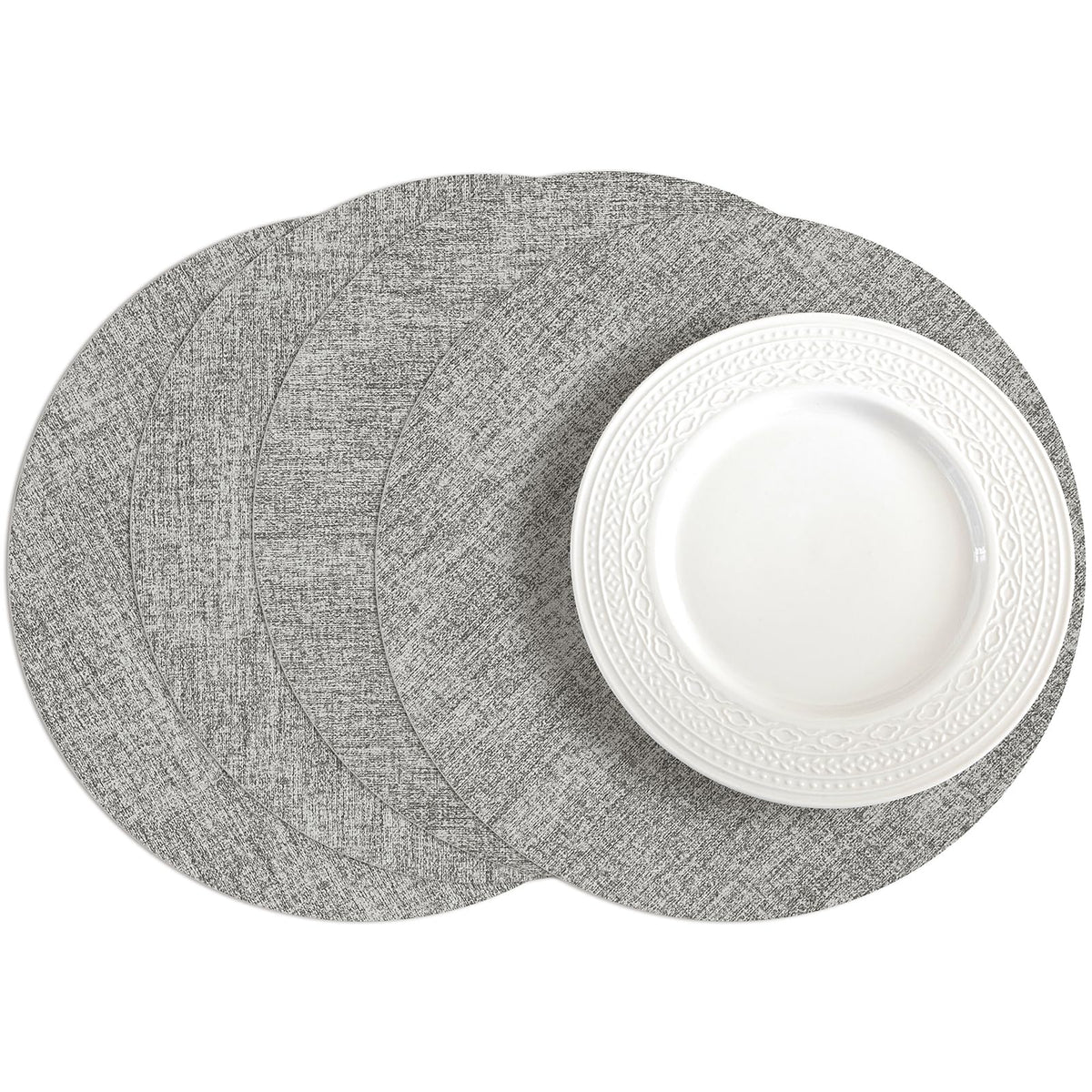 Romanstile Faux Leather Vinyl Placemats Set of 6, Dark Green