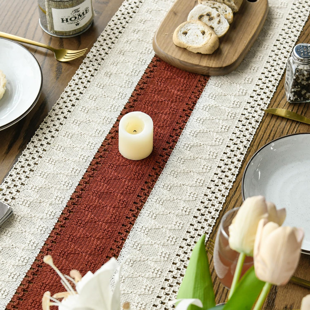 Artoid Mode Caramel Farmhouse Rustic Table Runner 12x72 Inch