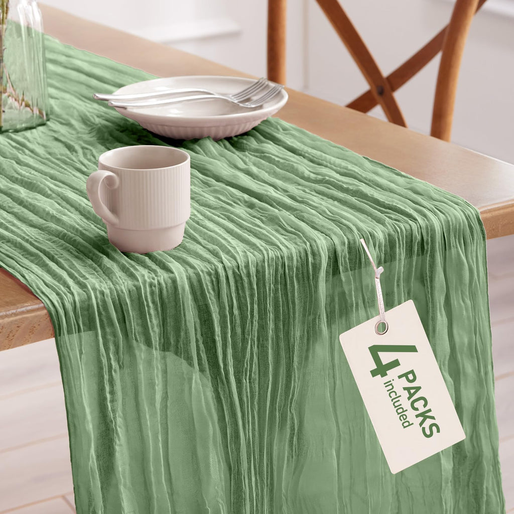 Pureegg 2 Pack Cheesecloth Table Runner 120 Inch Dusty Blue
