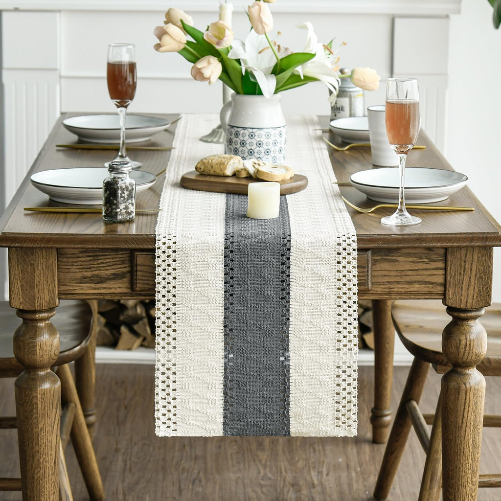 Artoid Mode Dark Grey Farmhouse Rustic Table Runner 12x72 Inch