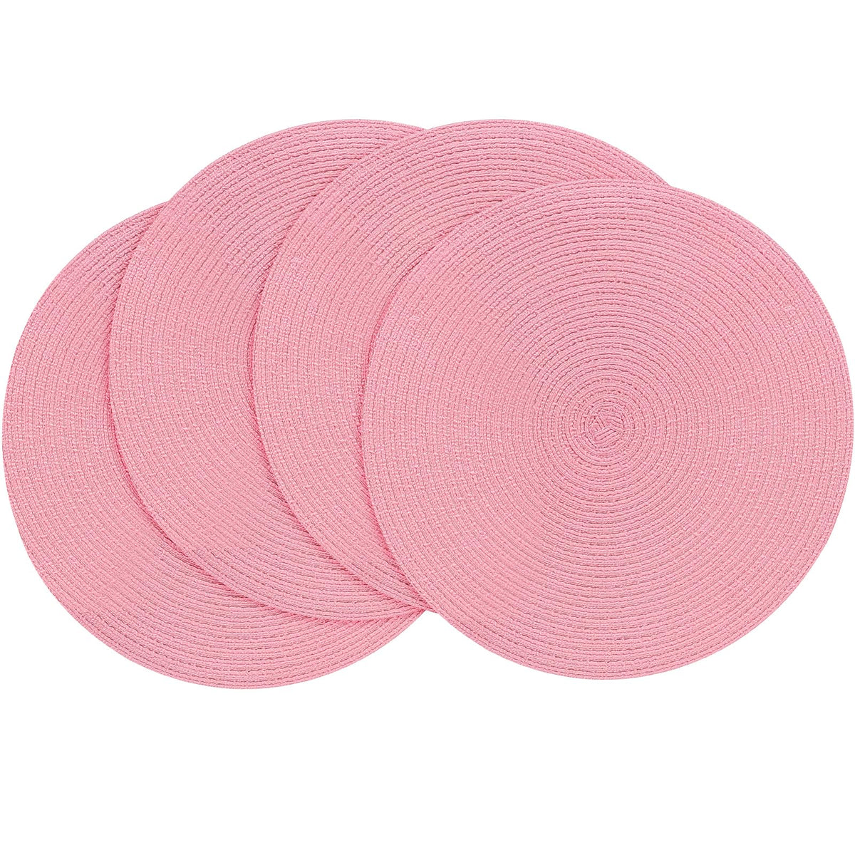 Floroom 15 Inch Round Braided Placemats Set of 4, Washable Heat Resistant Cotton Polyester Circle Place Mats for Kitchen Dining Table - Black