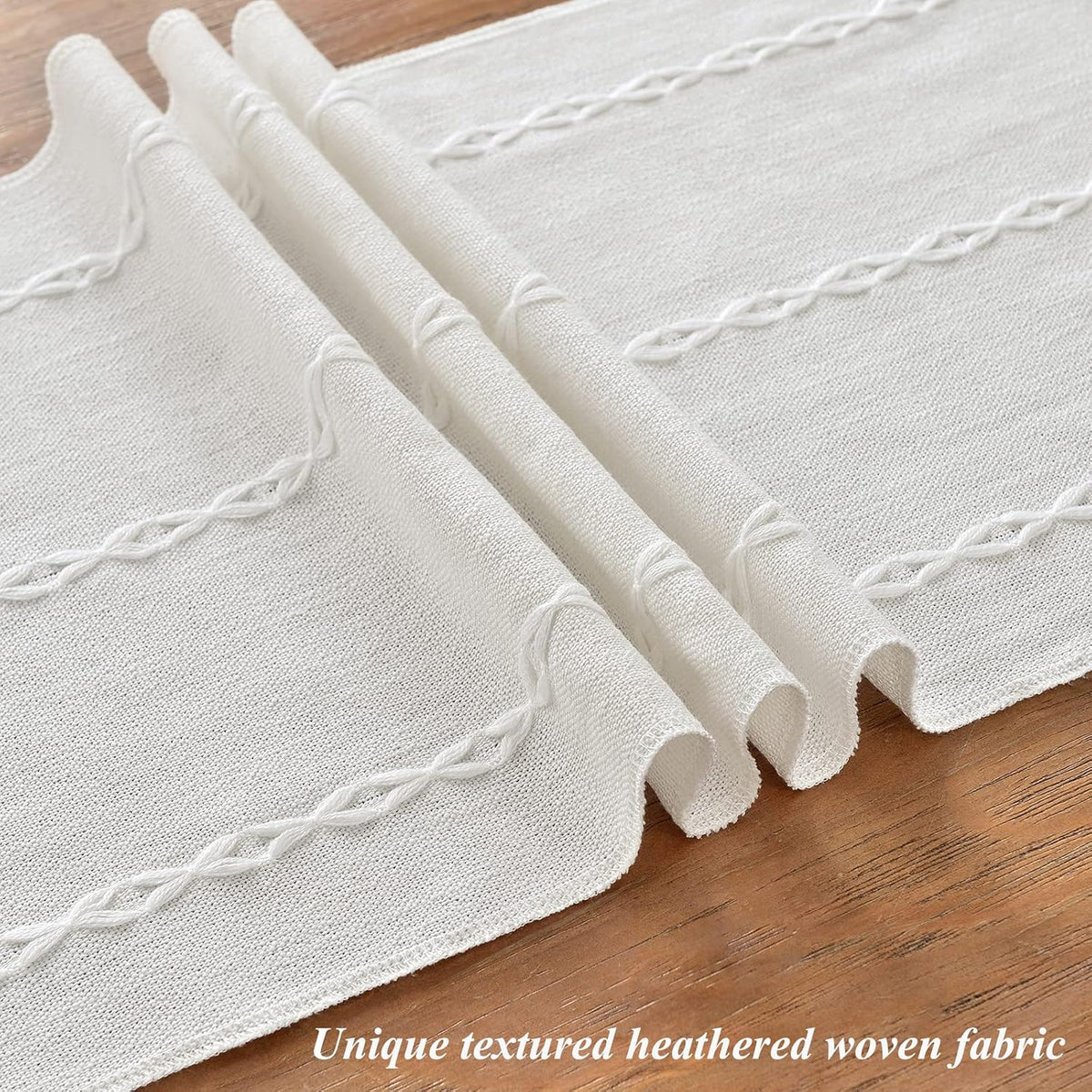 Wracra Rustic Linen Table Runner, White Table Runners 72 inches Long