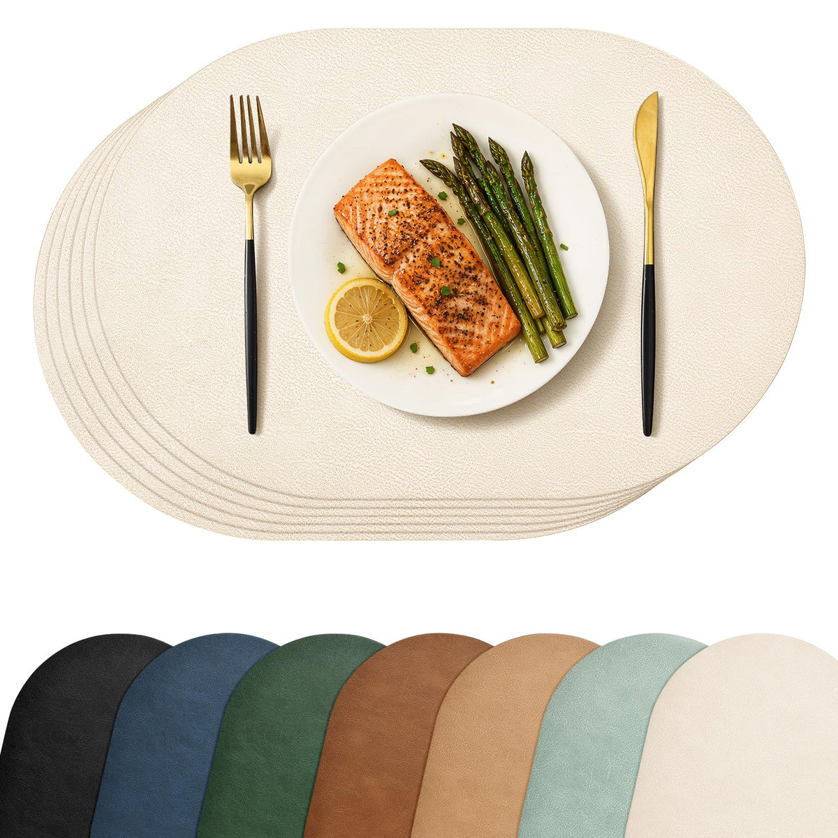 Homaxy Oval Heat Resistant Placemats Set of 6, Reddish Brown