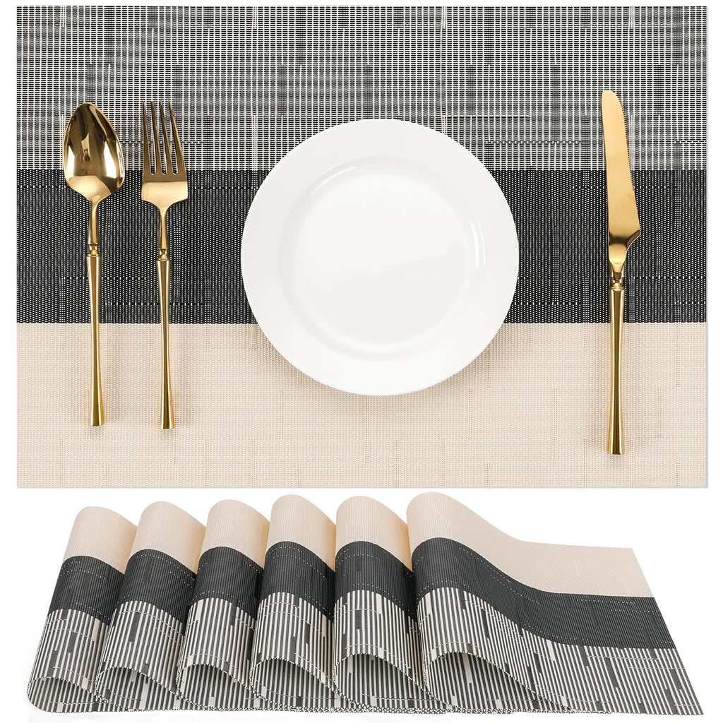 Placemats Set of 8, Vinyl Woven Heat-Resistant Place Mats