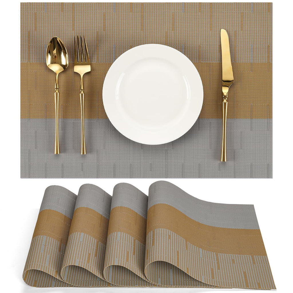 Placemats Set of 8, Vinyl Woven Heat-Resistant Place Mats