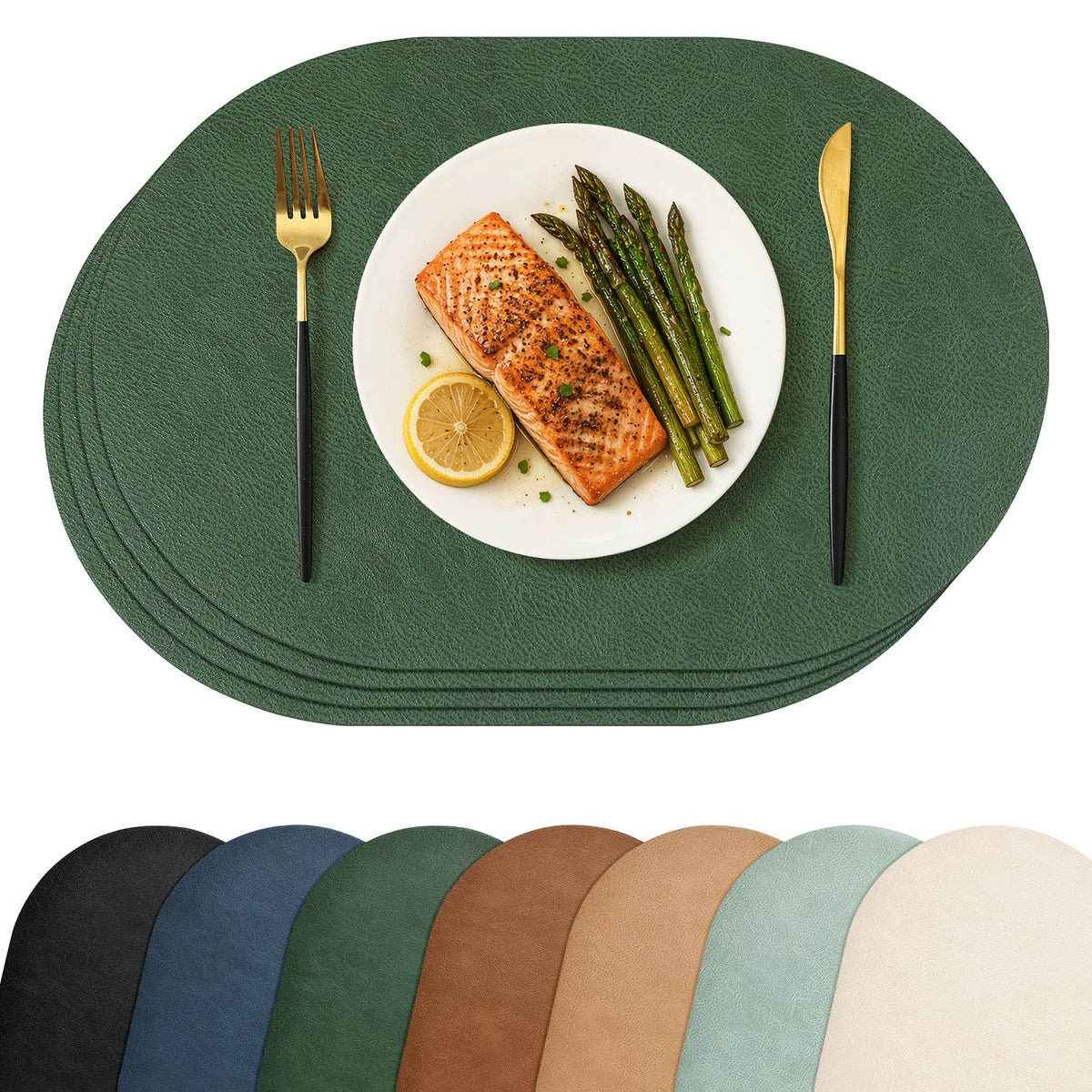 Homaxy Oval Heat Resistant Placemats Set of 6, Reddish Brown