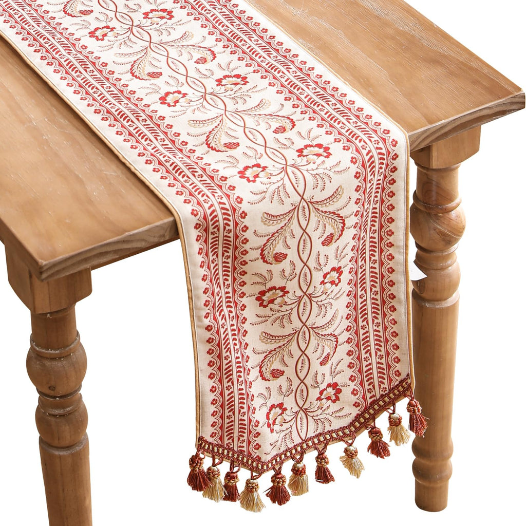ISAENNE Designer French Linen Table Runner,71"x12"-Cornucopia