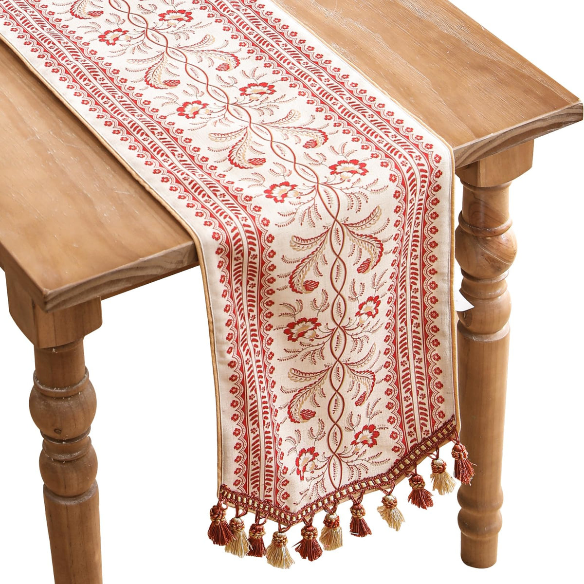 ISAENNE Designer French Linen Table Runner,71"x12"-Cornucopia