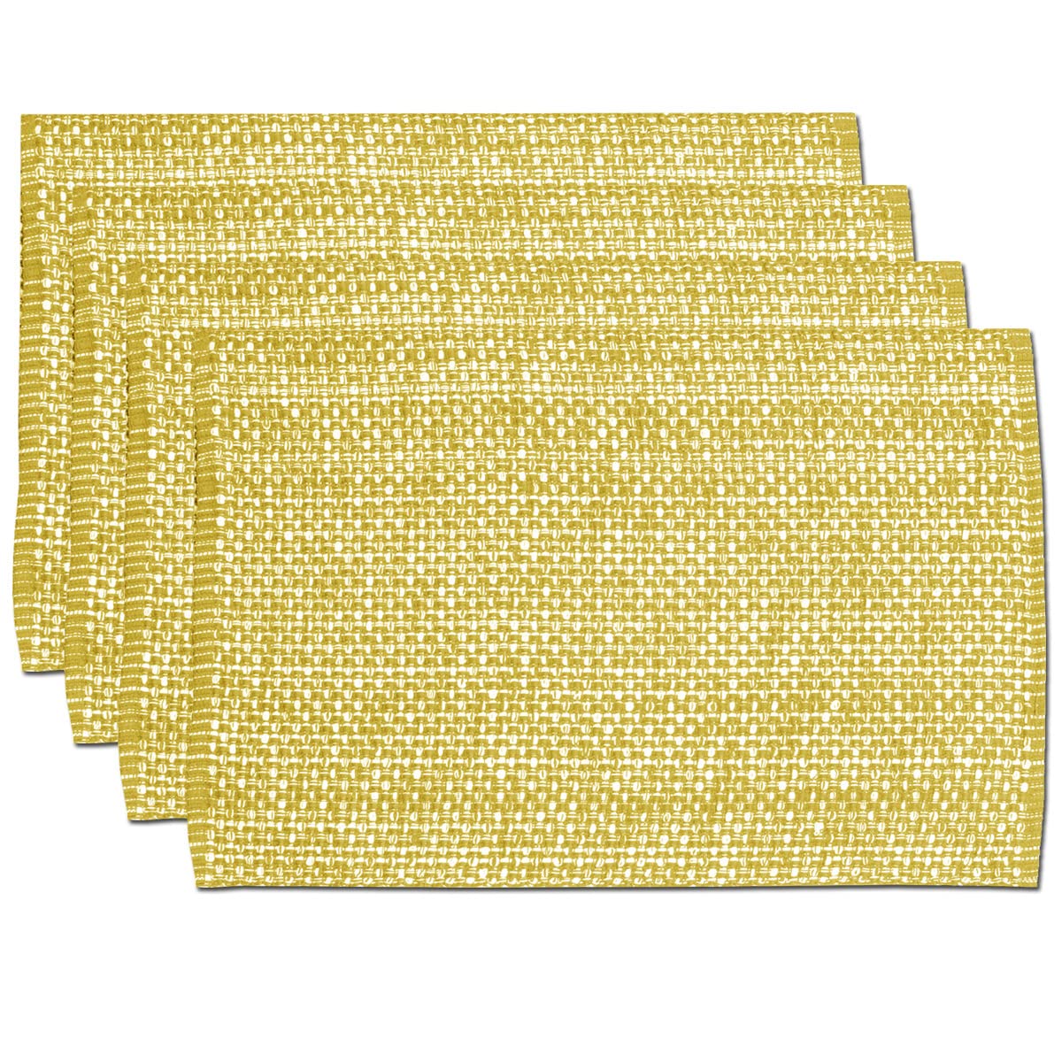 Sweet Home Collection 100% Cotton Placemats for Dining Room Rectangle Two Tone Woven Fabric 13" x 19" Soft Durable Table Mat Set, Set of 4, Eggshell