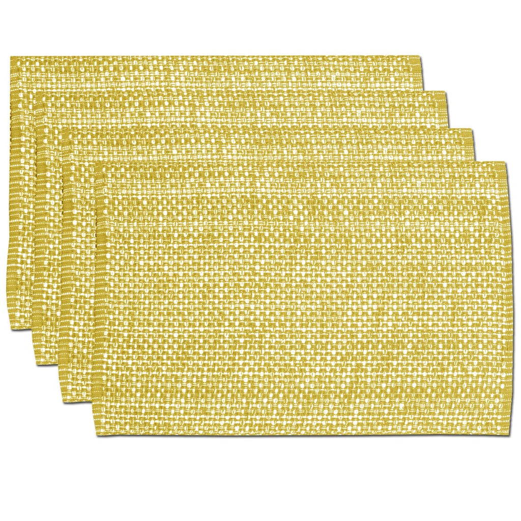 Sweet Home Collection 100% Cotton Placemats for Dining Room Rectangle Two Tone Woven Fabric 13" x 19" Soft Durable Table Mat Set, Set of 6, Eggshell