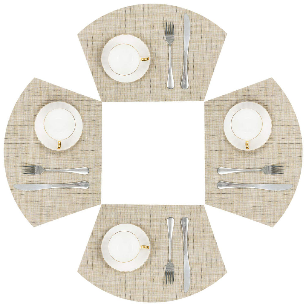 SHACOS Wedge Shape Placemats Set of 4 Woven Vinyl Placemat for Round Table